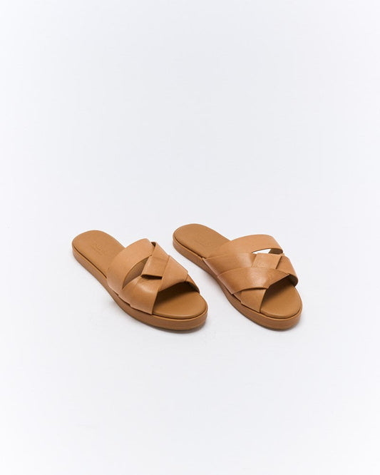 Walnut Melbourne Laine Leather Slide (Coconut Tan)