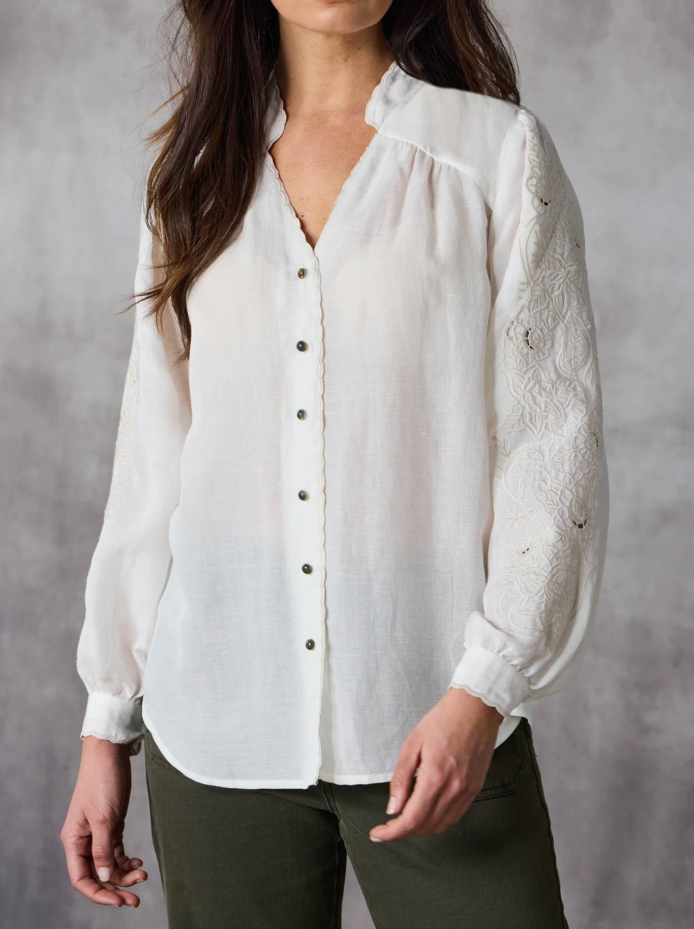 Image of Shirts. Productname: Lania The Label Dash Shirt in Off White colour by brand - Lania The Label