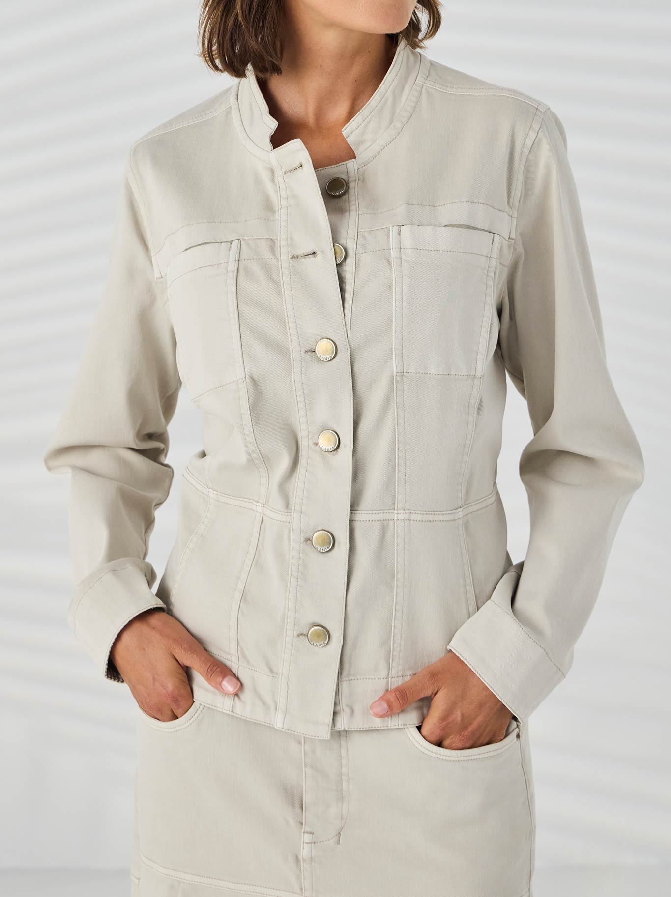 Image of Coats & Jackets. Product name - LANIA THE LABEL STRAND JACKET in Almond colour by brand - Lania The Label