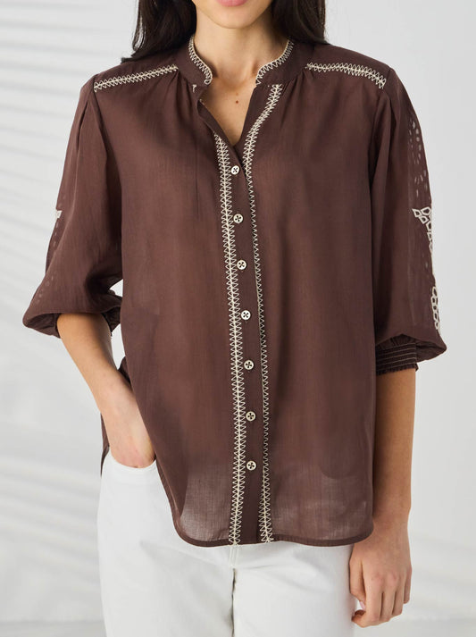 Image of Shirts. Product name - Lania The Label Chloe Shirt in Cocoa colour by brand - Lania The Label
