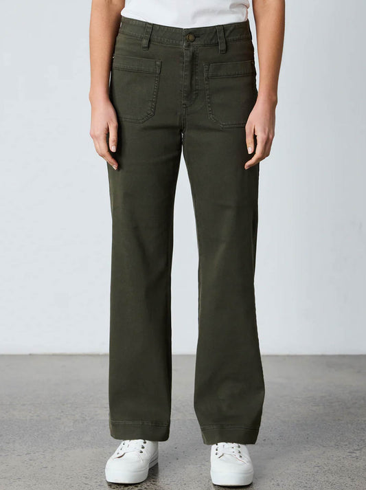 Image of Jeans. Productname: Lania The Label Chrome Jean in Army colour by brand - Lania The Label