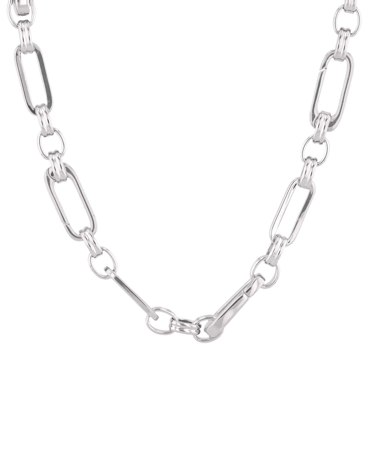 Image of Necklaces. Product name - Latch Link Silver Charm Necklace in colour by brand - LAVANA