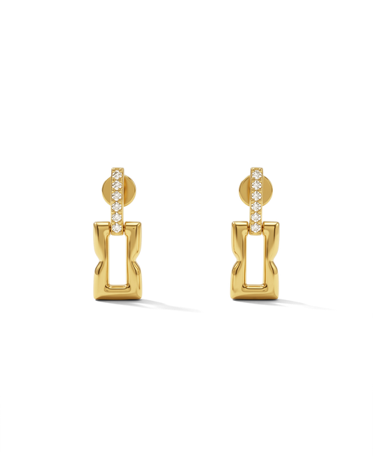 Image of Earrings. Product name - Lavana Signature Gold Diamond Studs in colour by brand - LAVANA