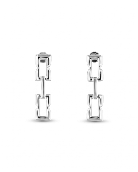 Image of Earrings. Product name - Lavana Signature Silver Drop Earrings in colour by brand - LAVANA