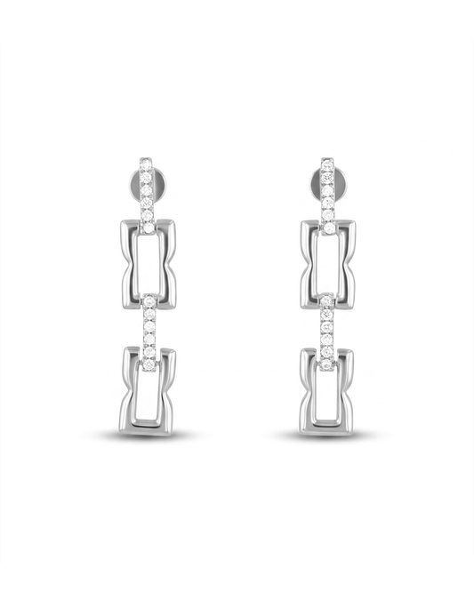 Image of Earrings. Product name - Lavana Signature Silver Diamond Earrings in colour by brand - LAVANA