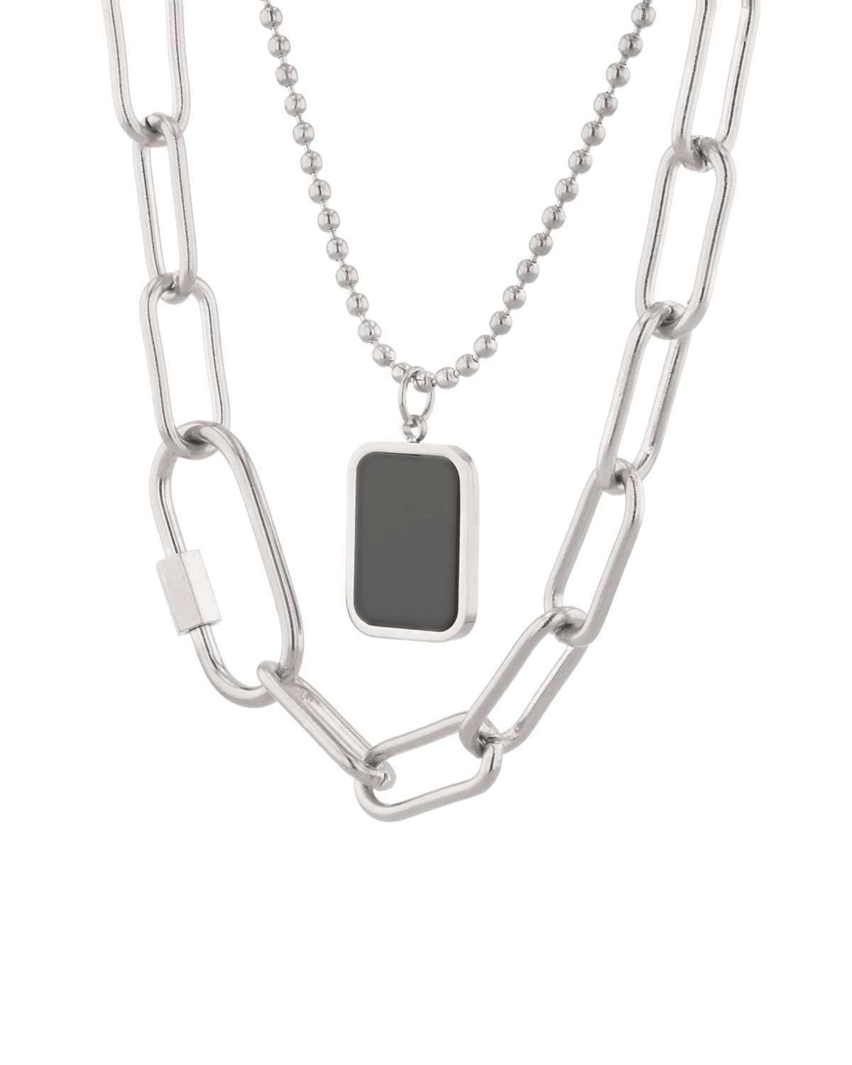 LAVANA Layer Me Paperclip Tag Silver Chain Necklace