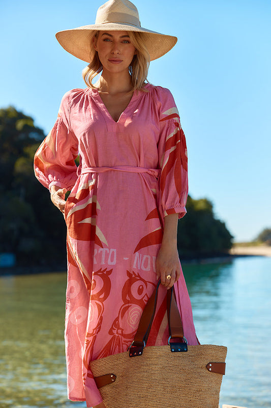 Image of Dresses. Productname: Itami Sakanto Kaftan Porto Nova in Tan colour by brand - Itami Division