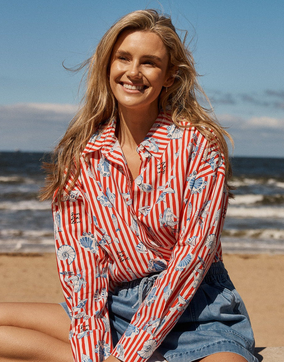 Image of Shirts. Product name - Amalfi Shirt in Amalfi Print colour by brand - Betty Basics