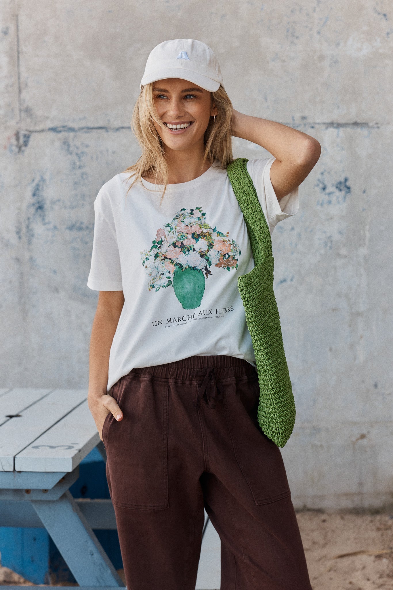 Image of T-Shirts. Product name - Ellia Crew Tee in Flower Print colour by brand - Betty Basics