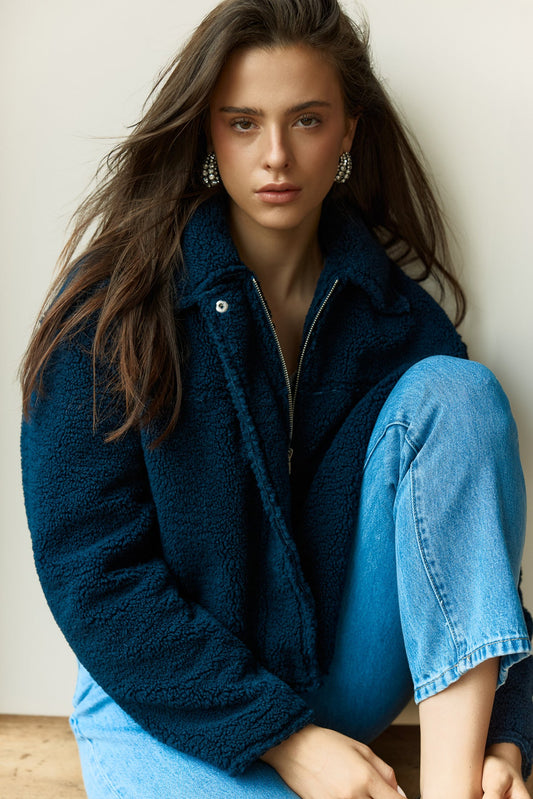 Image of Coats & Jackets. Product name - Jazz Cropped Jacket in Ink colour by brand - Sass Clothing