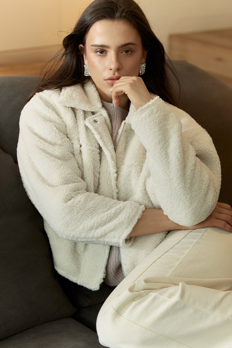 Image of Coats & Jackets. Product name - Jazz Cropped Jacket in Cream colour by brand - Sass Clothing