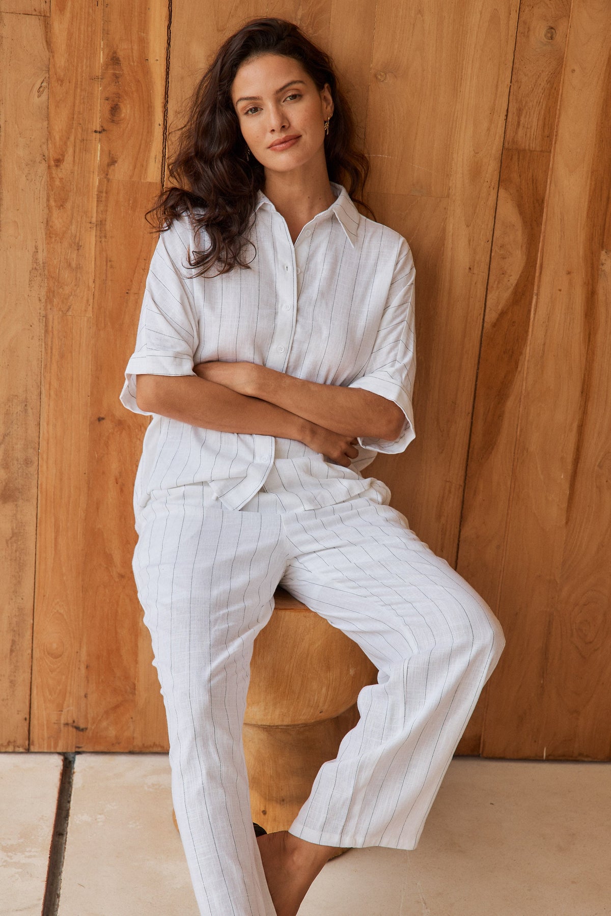 Image of Shirts. Product name - Ophelia Oversized Shirt White/Black Stripe in White/Black Stripe colour by brand - Betty Basics