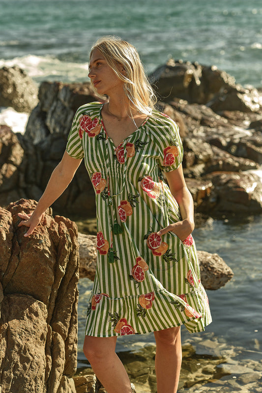 Image of Dresses. Productname: Kabana Inis Shirred Dress Khaki | EXCLUSIVE in Red colour by brand - Kabana