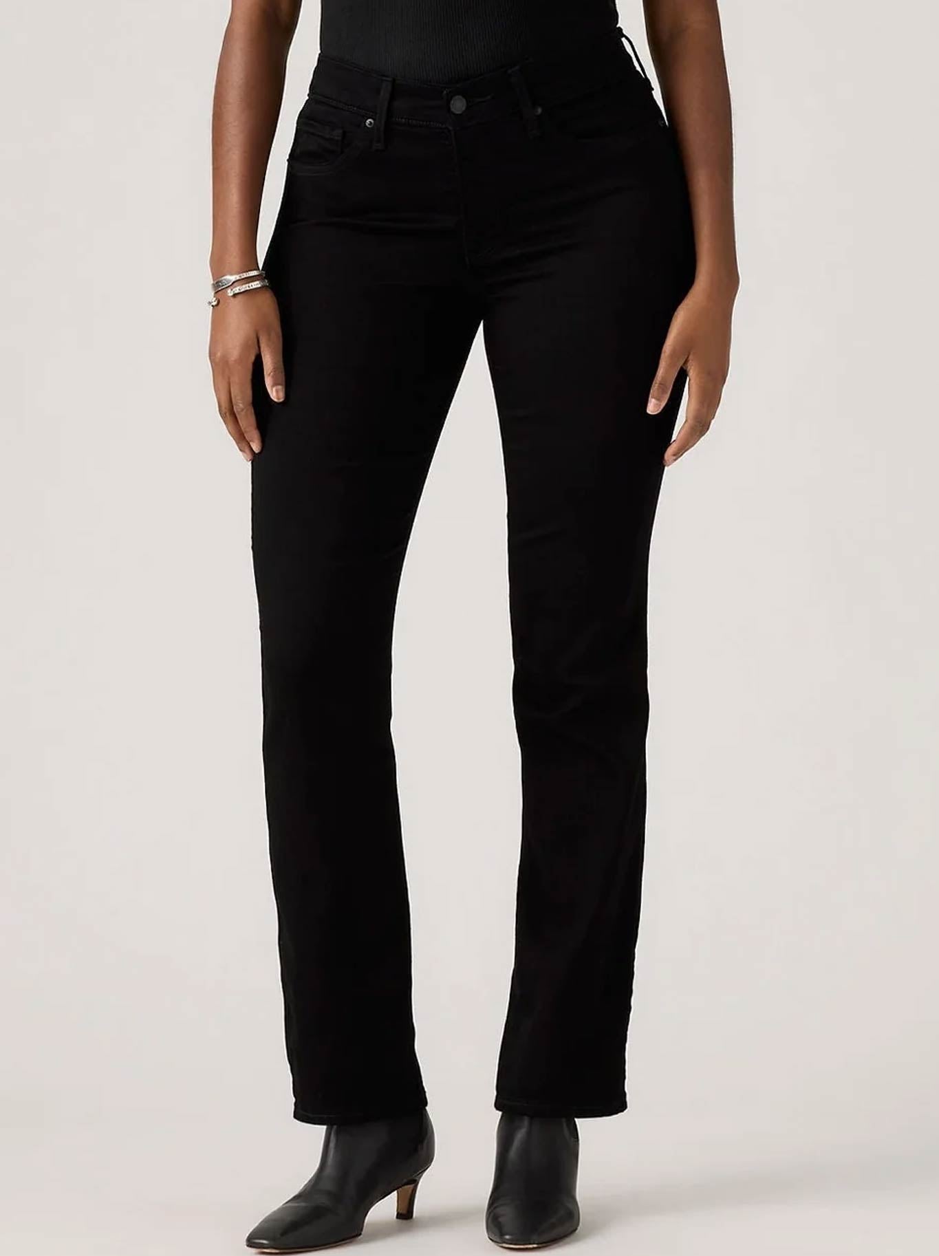 Image of Jeans. Product name - Levi'S 314 Shaping Straight Leg Jean in Soft Black colour by brand - Levis