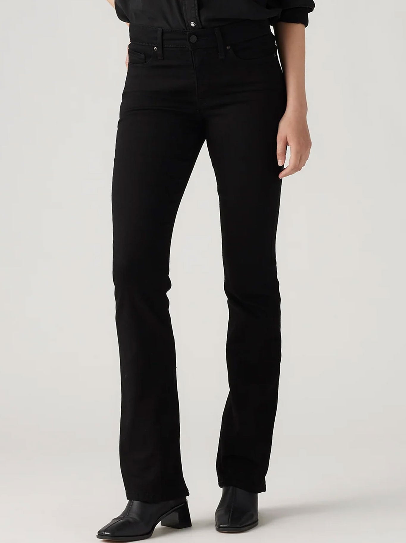 Image of Jeans. Product name - LEVI'S 315 SHAPING BOOTCUT JEAN in Soft Black colour by brand - Levis