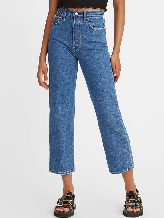 Image of Jeans. Product name - LEVI'S RIBCAGE STRAIGHT ANKLE JEAN in Jazz Pop colour by brand - Levis