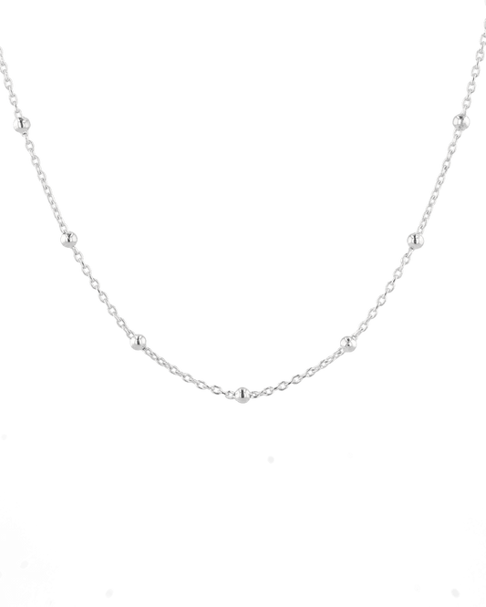 Image of Necklaces. Product name - Lille Silver Station Chain Necklace in colour by brand - LAVANA