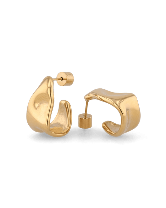 Image of Earrings. Product name - Liquid Arc Gold Earrings in colour by brand - LAVANA