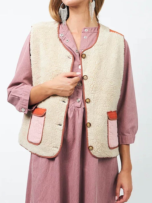 Image of Coats & Jackets. Product name - Lollys Laundry Jace Vest in Sand colour by brand - Lollys Laundry