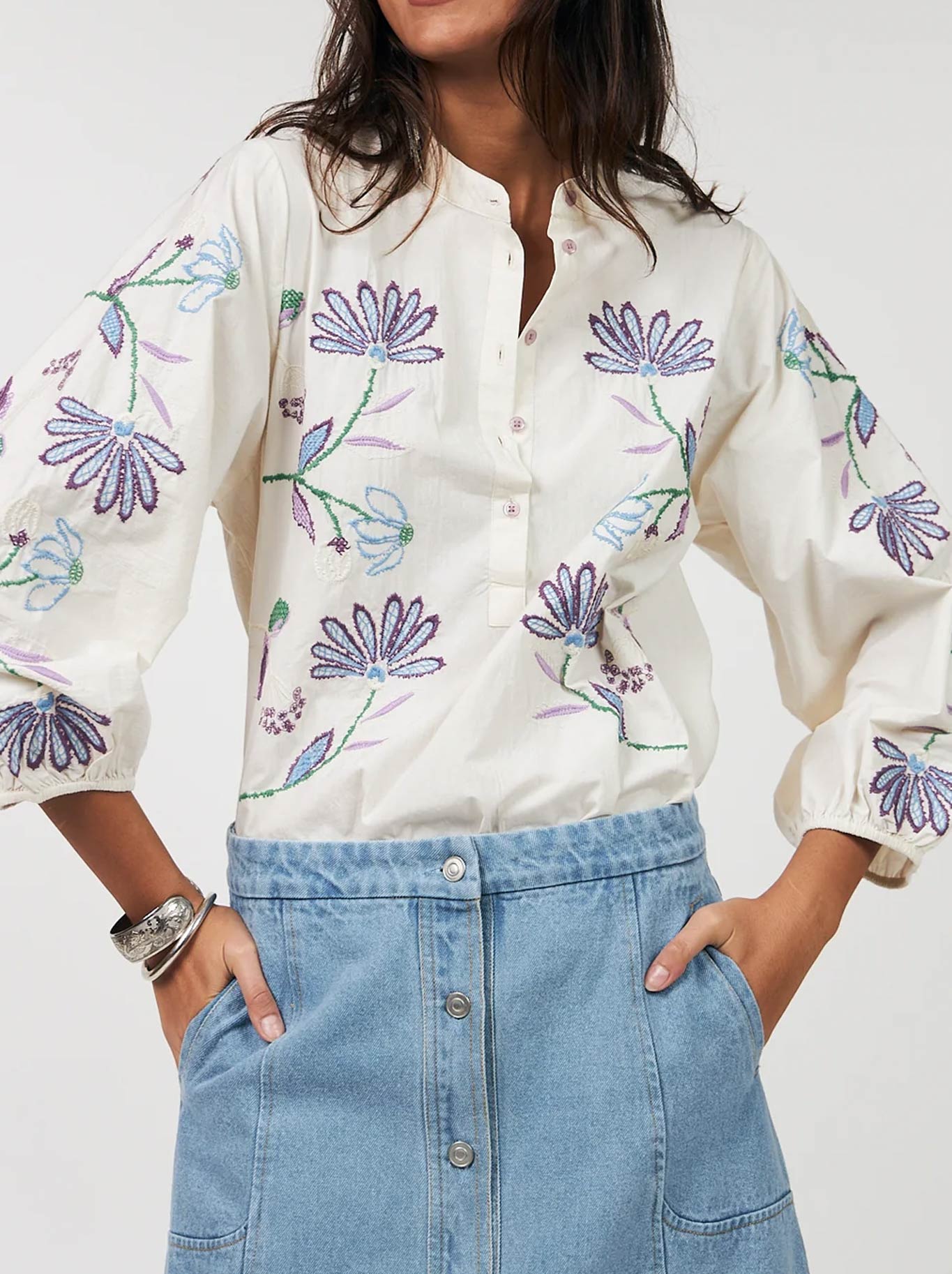 Image of Blouses. Product name - Lollys Laundry Faith Blouse in Creme colour by brand - Lollys Laundry
