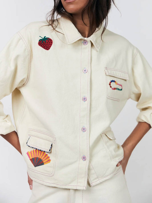 Image of Coats & Jackets. Product name - Lollys Laundry April Jacket in Creme colour by brand - Lollys Laundry