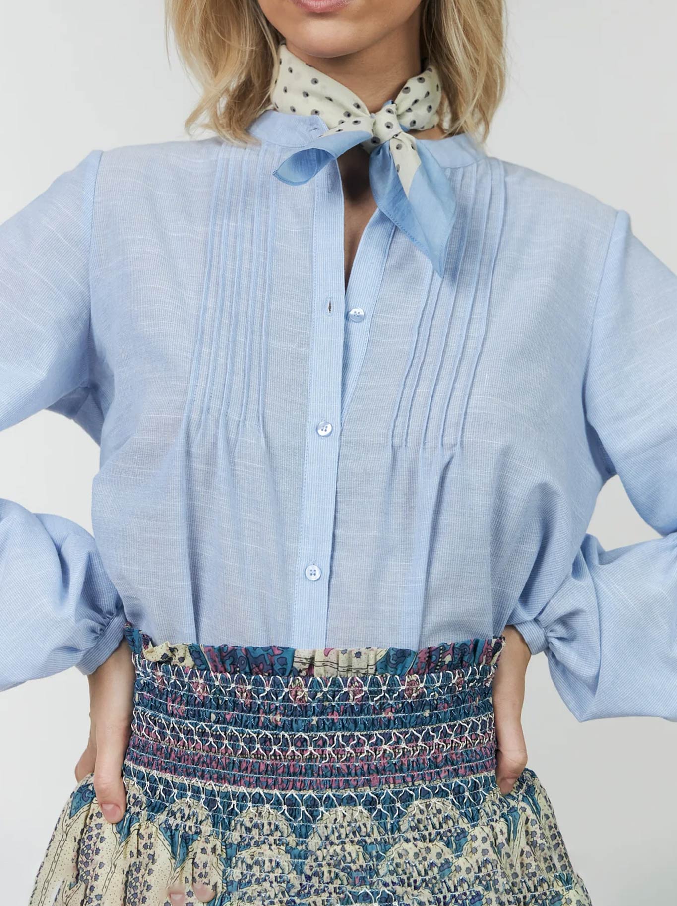 Image of Shirts. Product name - Lollys Laundry Lanna Shirt in Light Blue colour by brand - Lollys Laundry