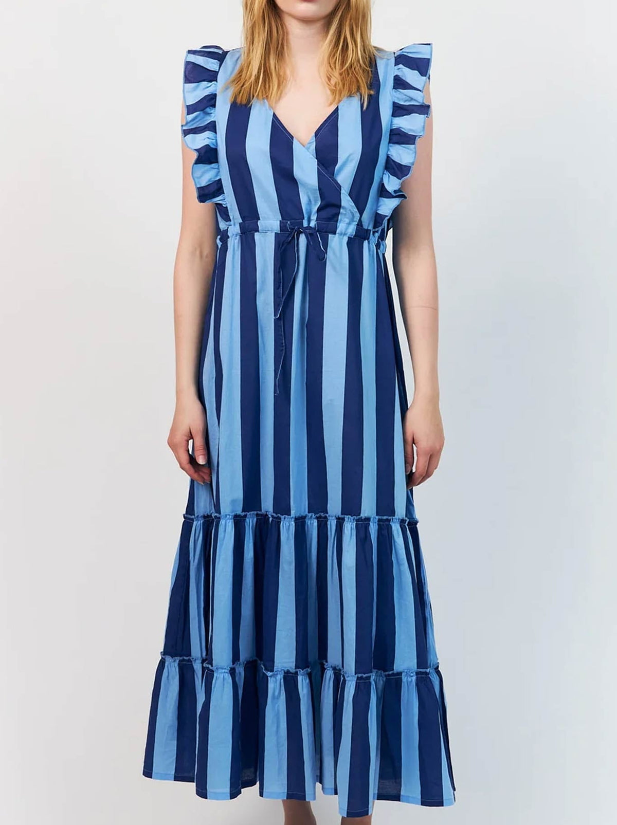 Image of Dresses. Product name - LOLLYS LAUNDRY SAMO MIDI DRESS in Blue colour by brand - Lollys Laundry