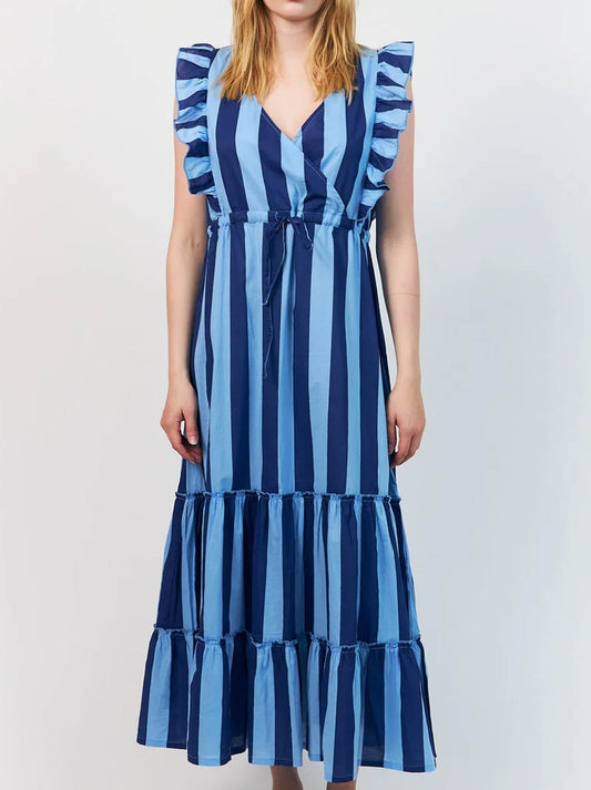 Image of Dresses. Product name - LOLLYS LAUNDRY SAMO MIDI DRESS in Blue colour by brand - Lollys Laundry