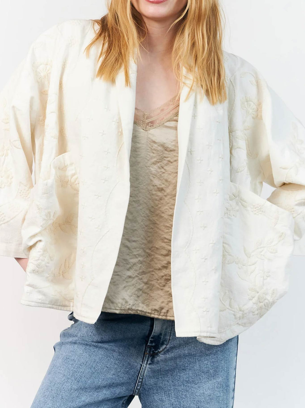 Image of Coats & Jackets. Product name - LOLLYS LAUNDRY RUMI JACKET in Creme colour by brand - Lollys Laundry