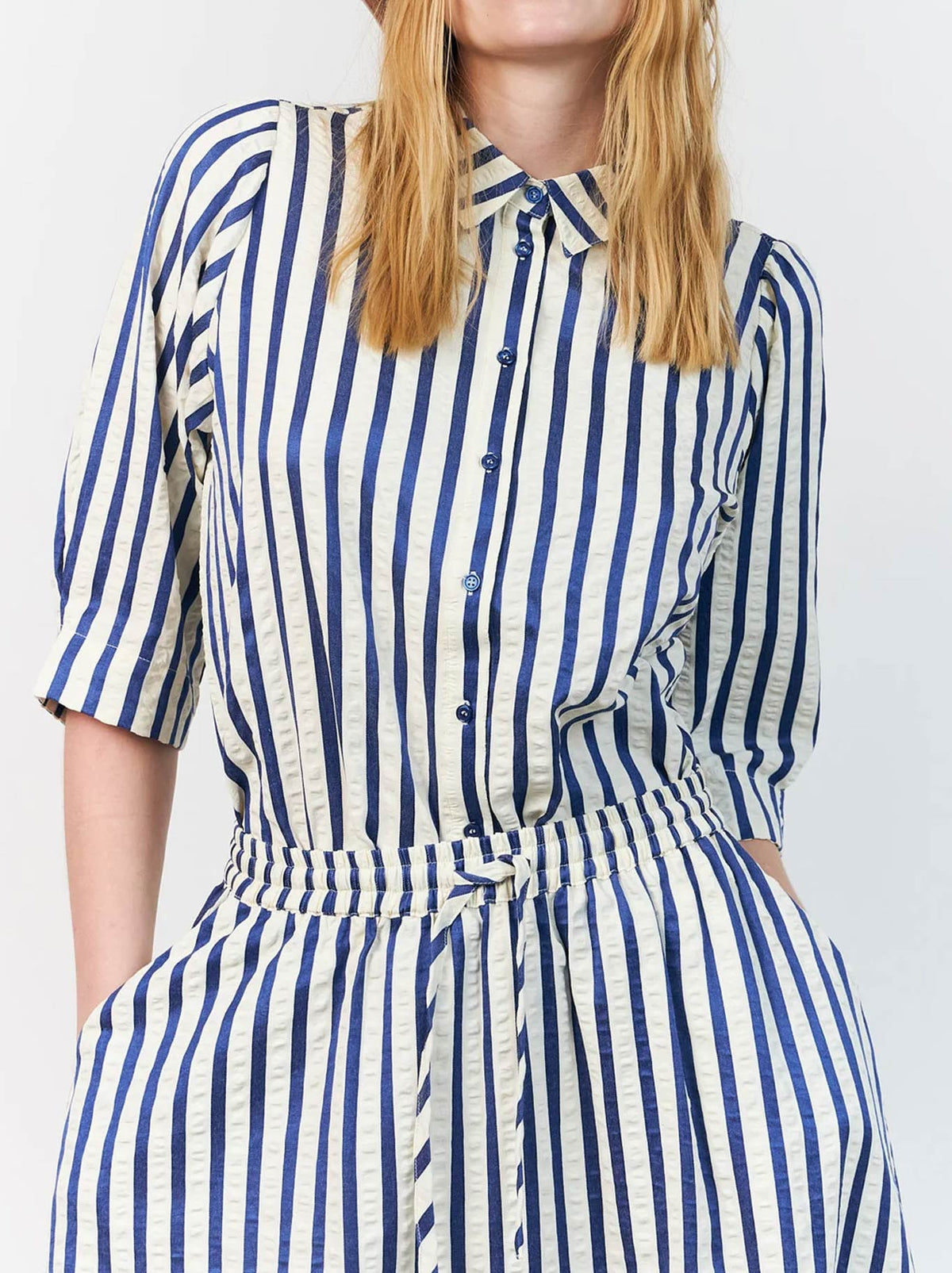 Image of Shirts. Product name - LOLLYS LAUNDRY BONO SHIRT BLUE in Blue colour by brand - Lollys Laundry
