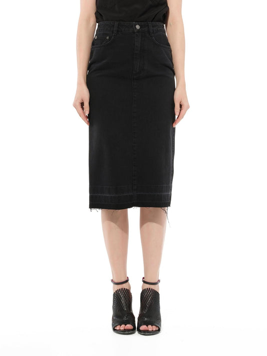 Image of a model wearing Denim. Productname: GIVENCHY Long Denim Skirt in Black colour by brand - GIVENCHY