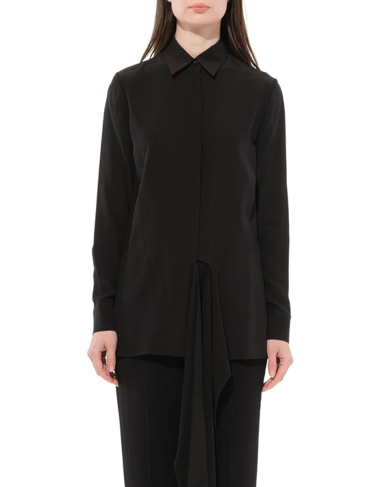 Image of a model wearing Tops. Productname: GIVENCHY Long Sleeve Blouse in Black colour by brand - GIVENCHY