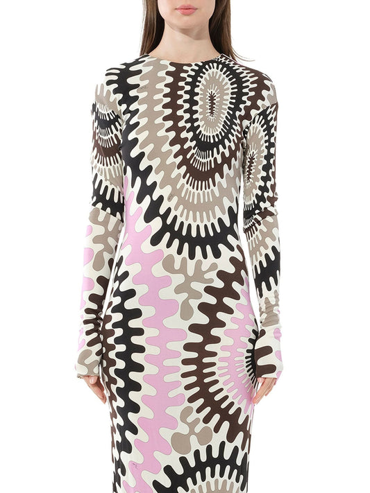 Image of a model wearing Dress. Productname: PUCCI Long Sleeve Dress in Multicolor colour by brand - PUCCI