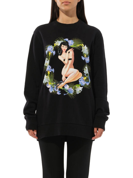 Image of a model wearing Outerwear. Productname: GIVENCHY Long Sleeve Sweatshirt in Black colour by brand - GIVENCHY