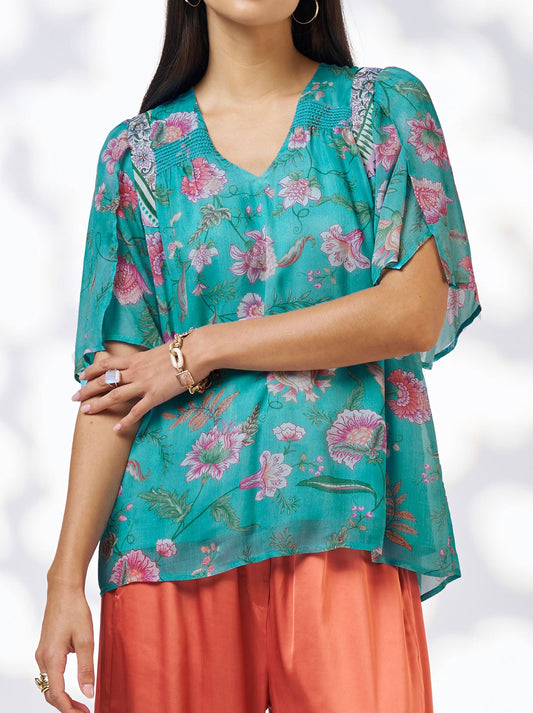 Image of Blouses. Productname: Loobie'S Story Anaphora Blouse in Aqua colour by brand - Loobies Story