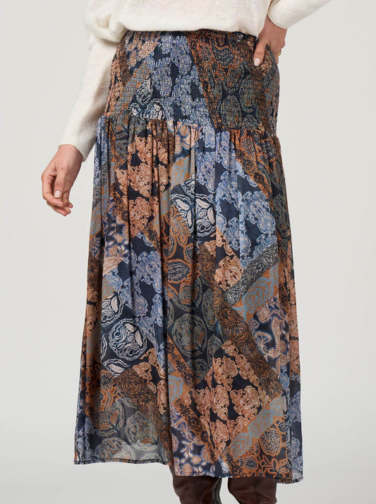 Image of a model wearing Skirts. Productname: Loobie'S Story Byzantium Skirt in Indigo colour by brand - Loobies Story