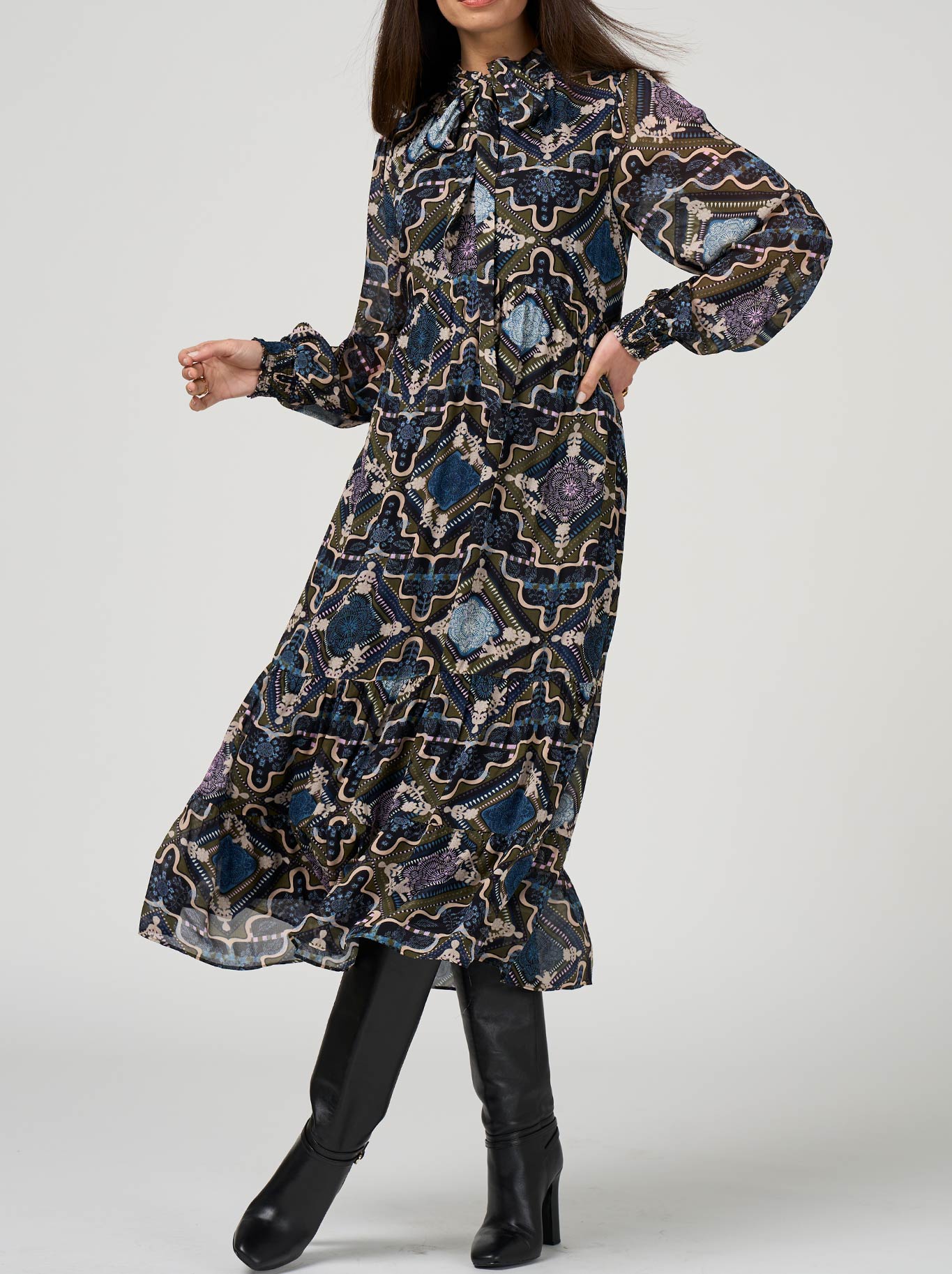 LOOBIE'S STORY REGALIA MIDI DRESS (Olive)