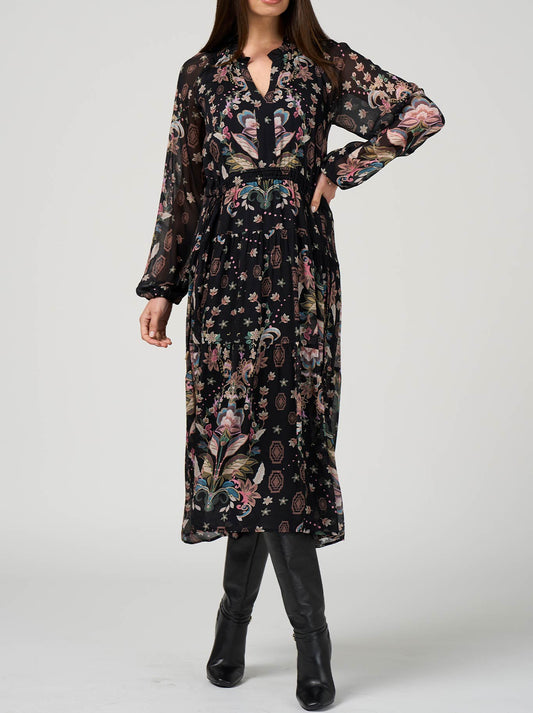 LOOBIE'S STORY ANTIONETTE MIDI DRESS (Black/Multi)