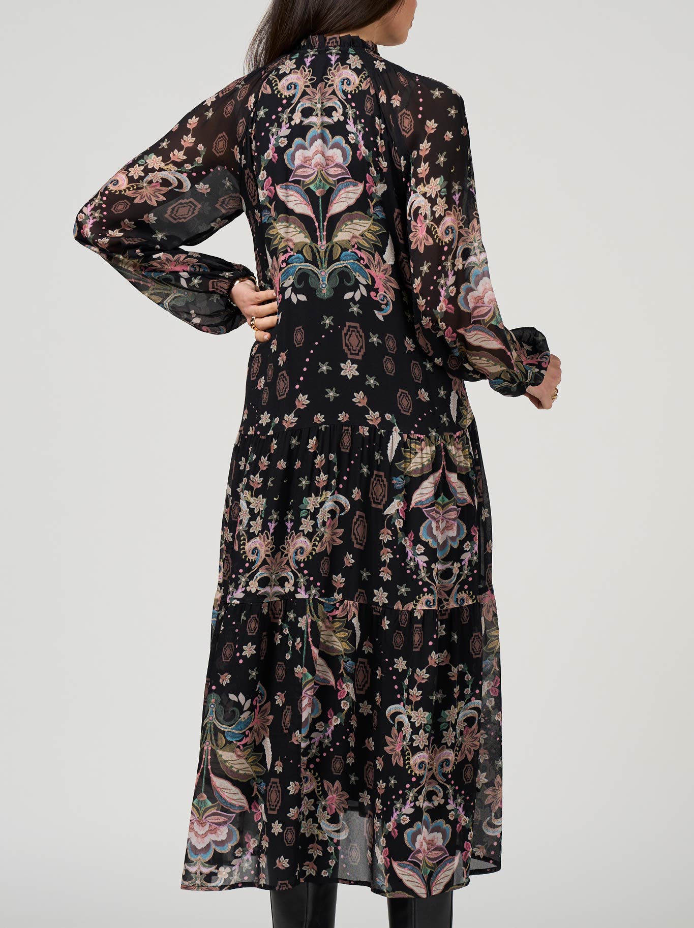 LOOBIE'S STORY ANTIONETTE MIDI DRESS (Black/Multi)
