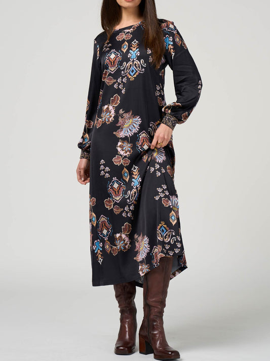 LOOBIE'S STORY GILDED LOTUS DRESS (Black)