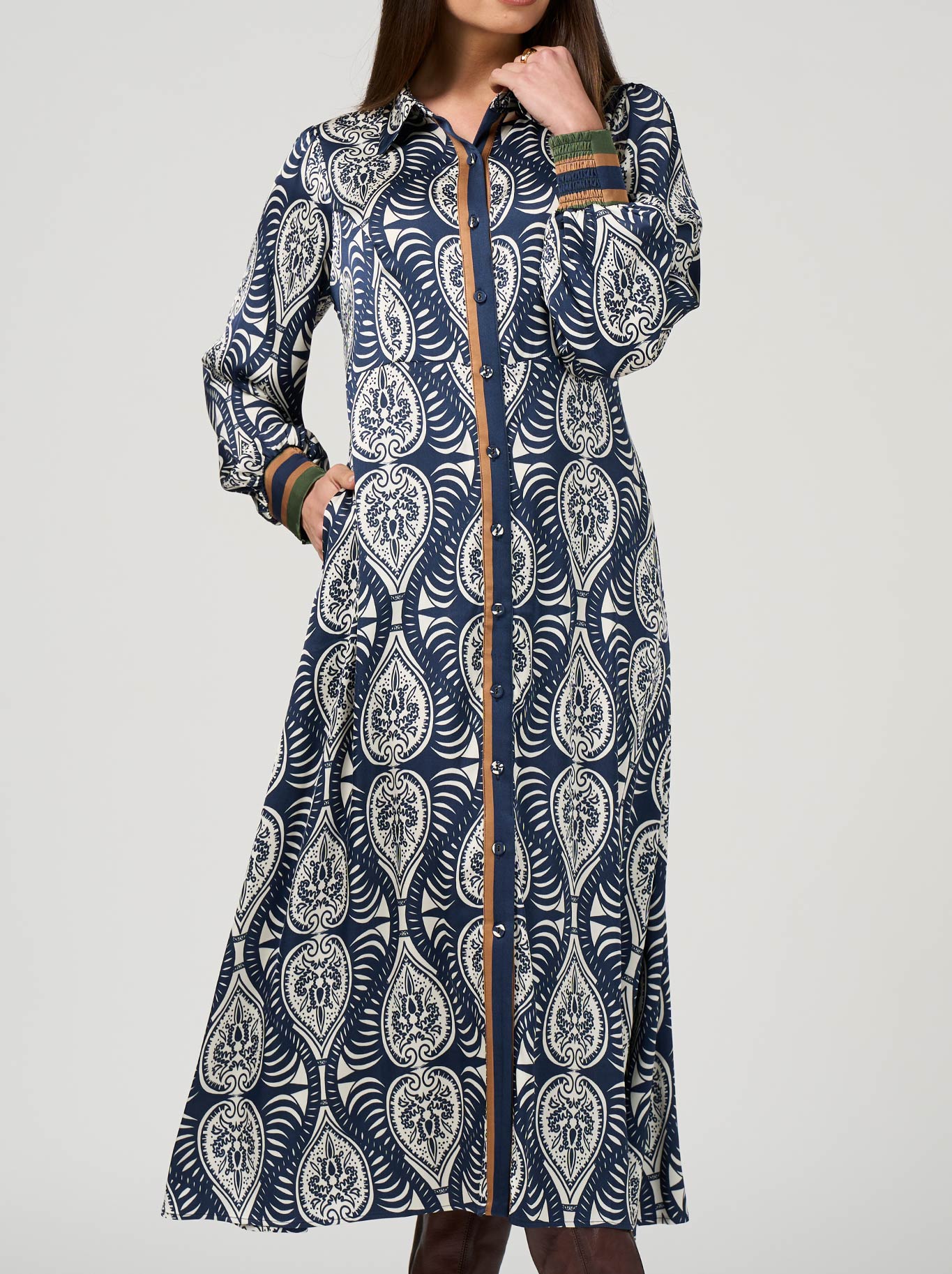 Image of Dresses. Productname: Loobie'S Story Opaline Shirt Dress in Indigo colour by brand - Loobies Story
