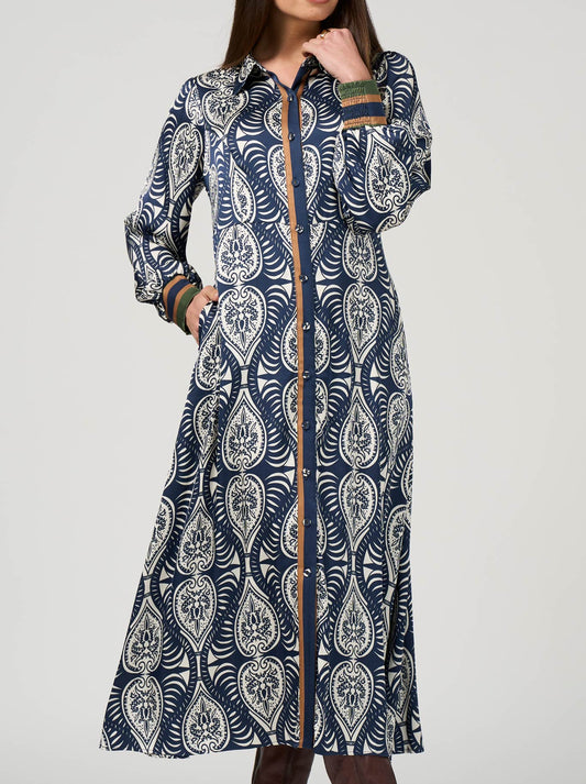 Image of Dresses. Productname: Loobie'S Story Opaline Shirt Dress in Indigo colour by brand - Loobies Story