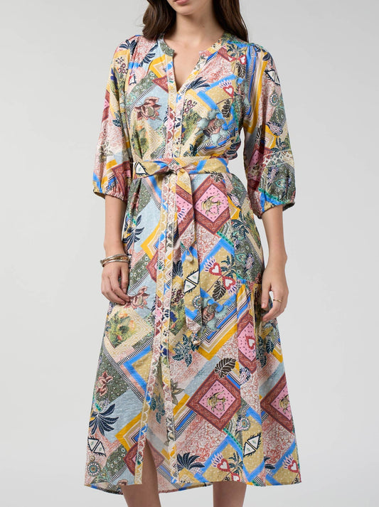 Image of Dresses. Product name - Loobie'S Story Ceylon Midi Dress in Multi colour by brand - Loobies Story