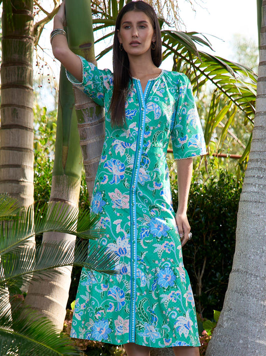Image of Dresses. Product name - Loobie'S Story Samira Midi Dress in Emerald colour by brand - Loobies Story