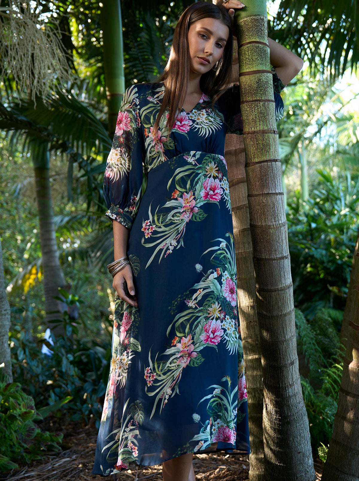 Image of Dresses. Product name - Loobie'S Story Ayana Midi Dress in Indigo colour by brand - Loobies Story