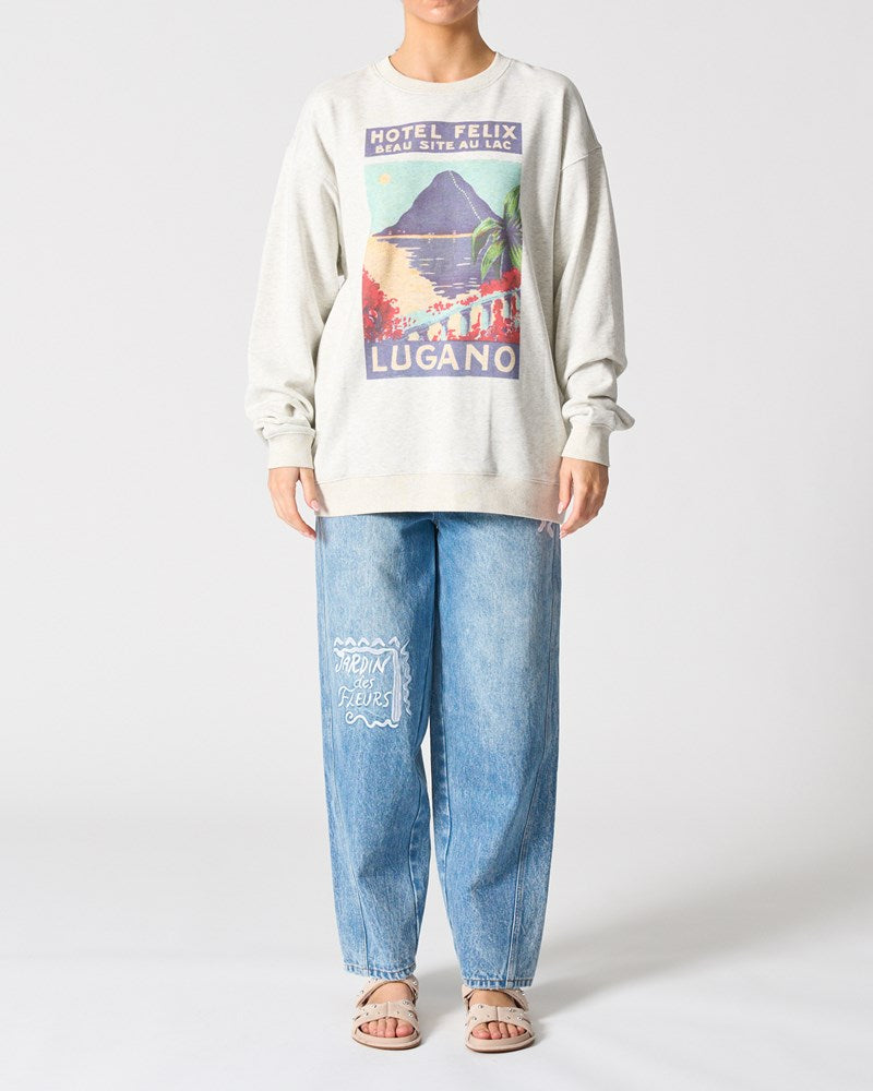 Image of a model wearing Outerwear. Productname: Los Angeles Sweatshirt in Hotel Felix colour by brand - Walnut Melbourne