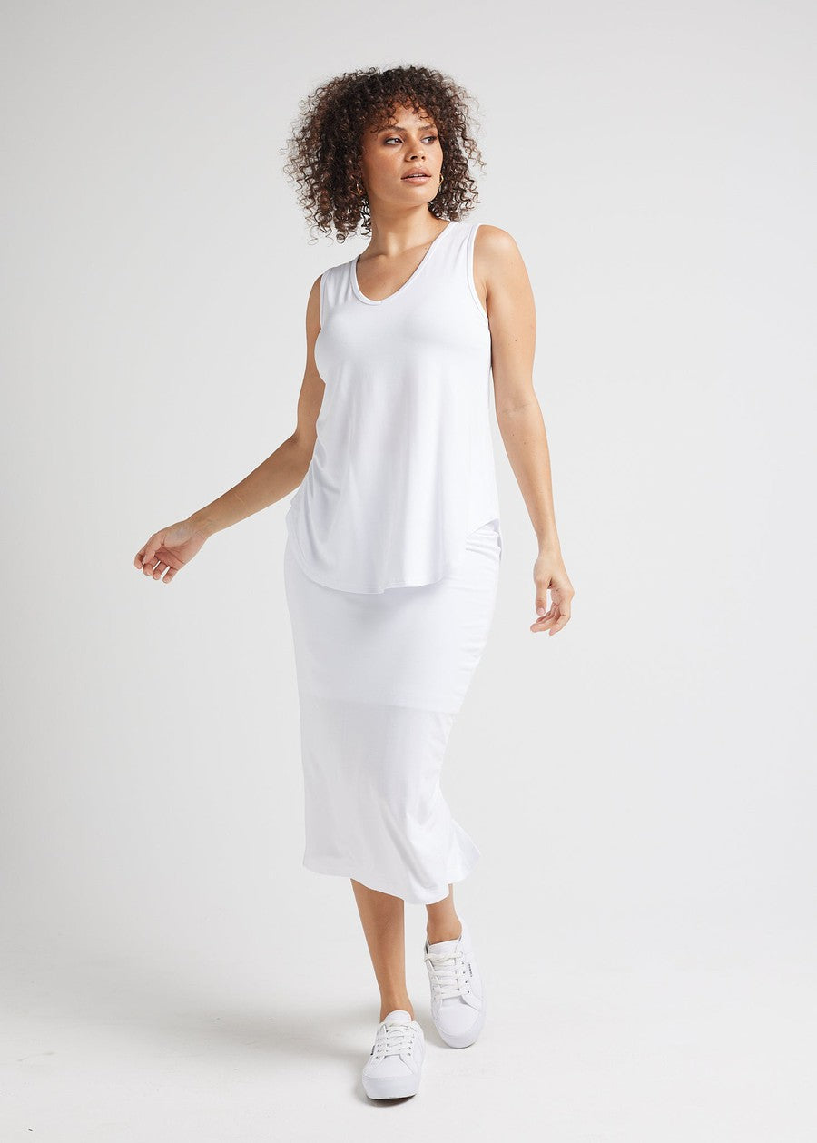 Lou Lou Rihanna V-Neck Bamboo Tank Top (White)