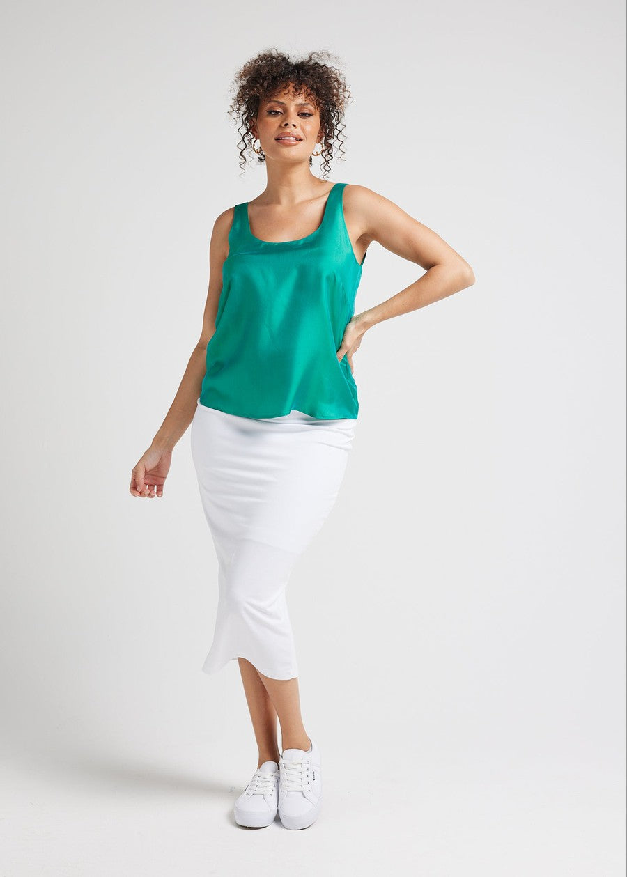 Lou Lou Poppy Silk Sleeveless Camisole (Emerald Green)