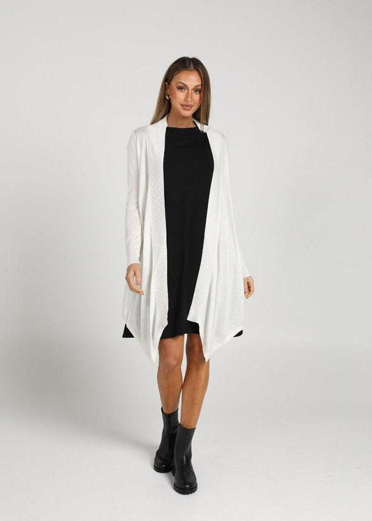 Image of Cardigans. Product name - Lauper Cashmere/Bamboo Cardigan Pearl in Pearl colour by brand - Lou Lou