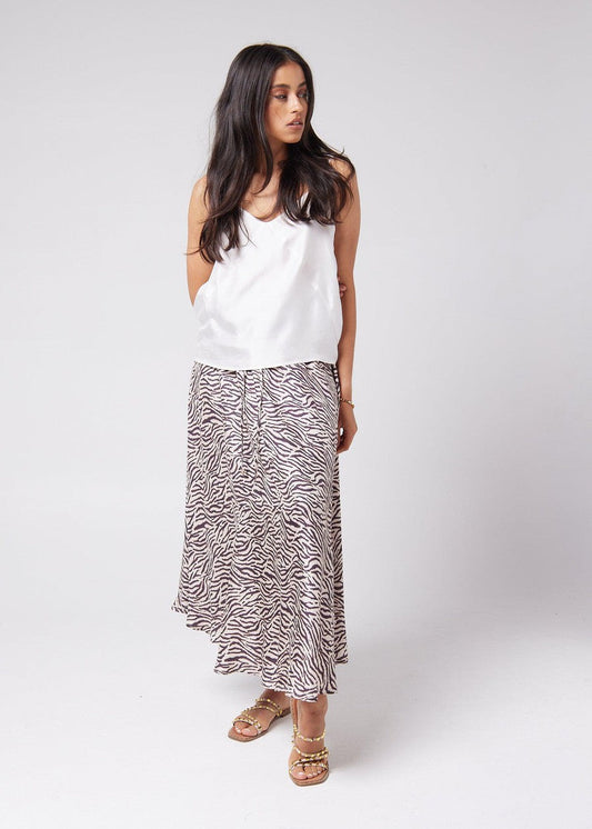Lou Lou Aster Silk Maxi Skirt (Zebra)